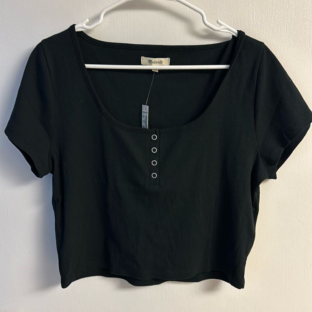 Madewell Ribbed Henley High-Crop Tee sz‎ XL
